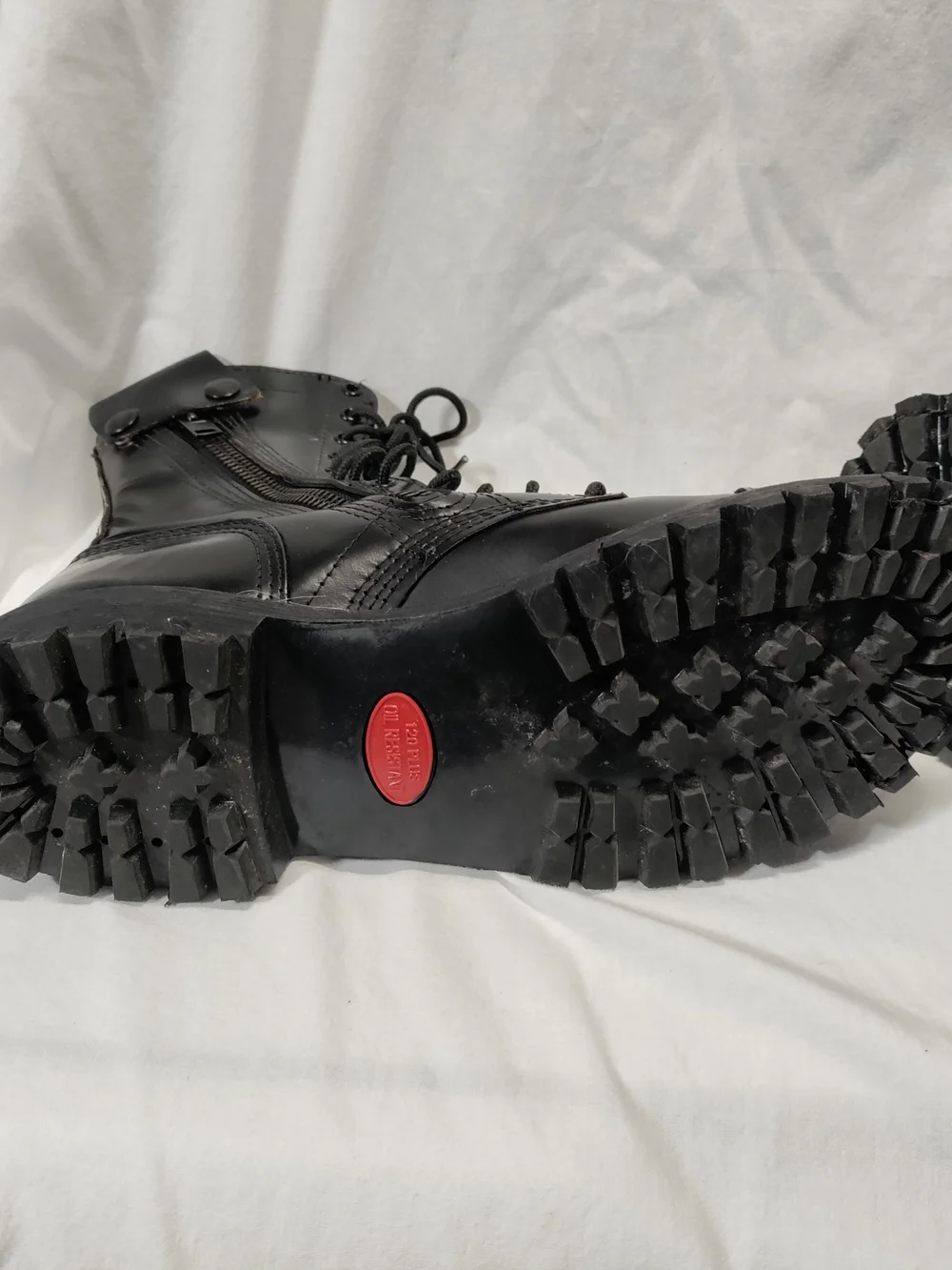 Men's Black Lace-Up Tactical Boots Jump Boots with Side Zip